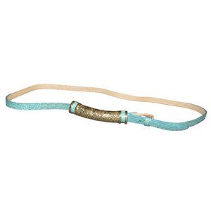 Kara Ross New York Women's Genuine Lizard Belt Teal With Gold Buckle Size M